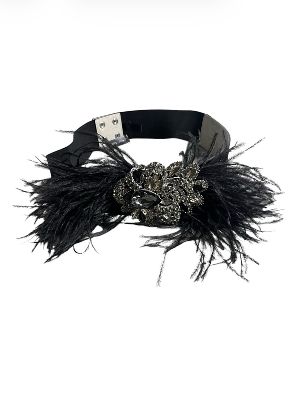 White House Black Market Feather & Crystal Statement Waist Belt – Size M | NWT